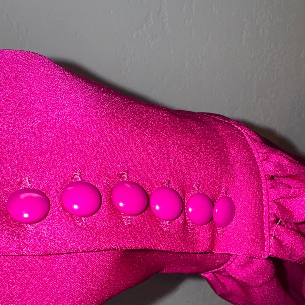 Fashion Nova Deep Drape Cowl Back Long Sleeve Dress in Fuchsia - Picture 4 of 4